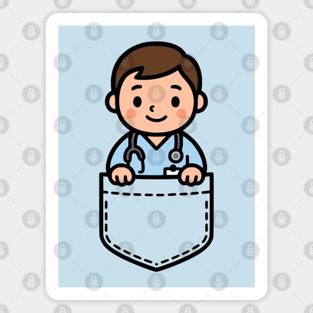 Cute Kawaii Male Nurse Pocket Cartoon Healthcare Medical Magnet by Yesteeyear